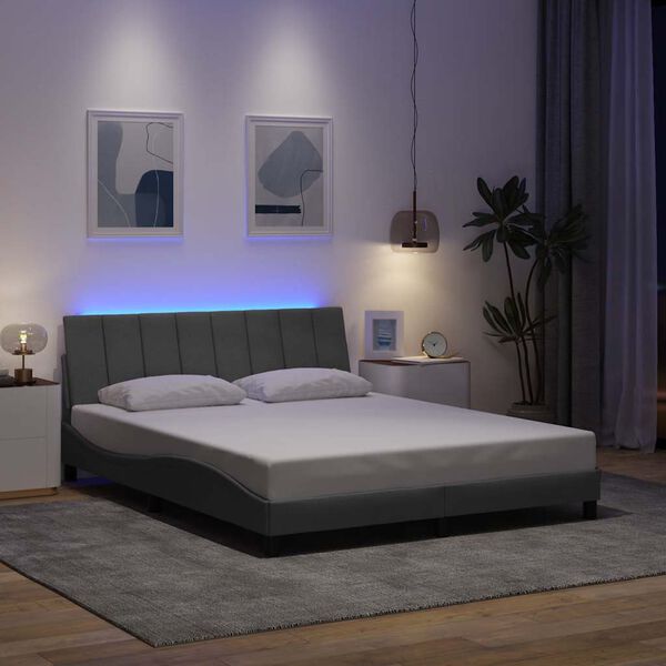 vidaXL Posteljni okvir brez vzmetnice Hanko svetlo siv 160x200 cm blago