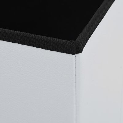 vidaXL Zložljiv stolček s prostorom za shranjevanje belo umetno usnje