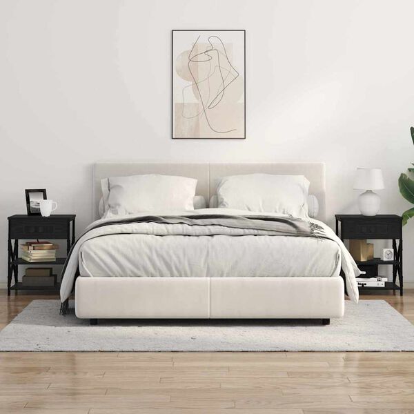 vidaXL Nočna omarica Črna Orehovina 41 x 31 x 51 cm Konstruiran les