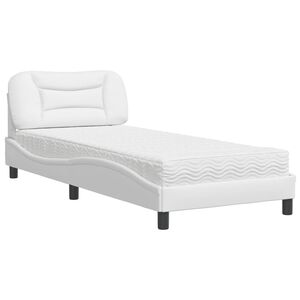 vidaXL Postelja z vzmetnico Hvar bela 80x200 cm umetno usnje