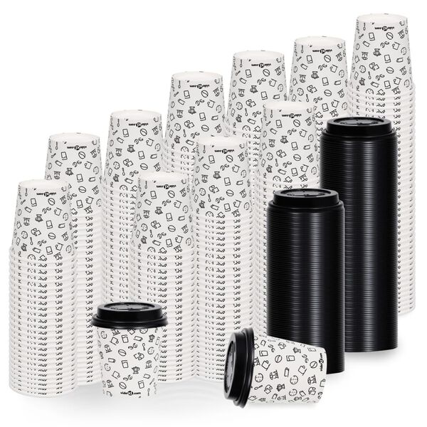 vidaXL Papirnate skodelice za kavo s pokrovčki 200 ml 1000 kosov