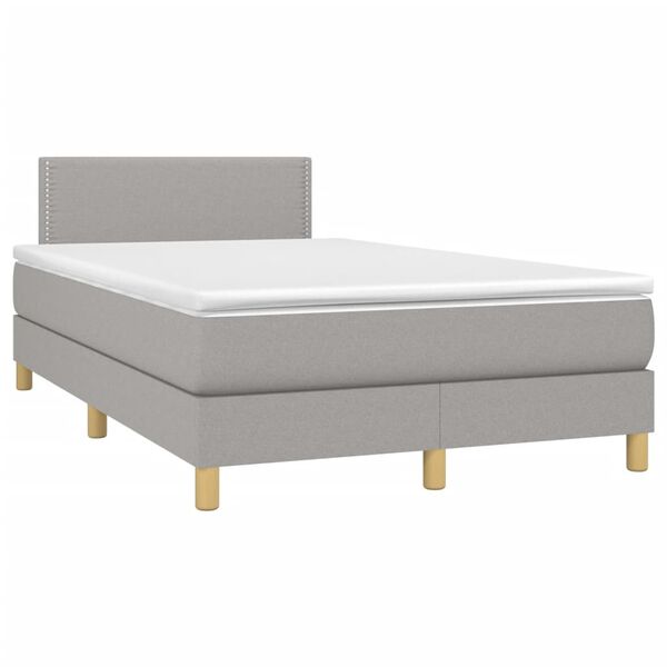 vidaXL Boxspring postelja z vzmetnico svetlo siva 120x190 cm blago