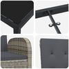 vidaXL Komplet za jedilnico v vrtu z blazino 7 pcs Siva poli ratan