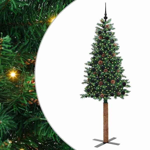 vidaXL Ožja jelka med 300 LED Zelena 210 cm PVC in trden bor