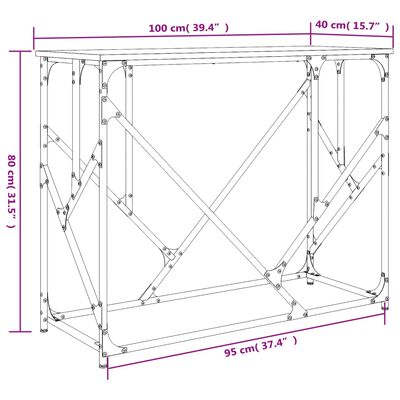 vidaXL Konzolna mizica rjavi hrast 100x40x80 cm inženirski les