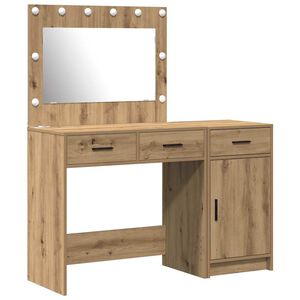 vidaXL Toaletna mizica z zrcalnimi lučmi 2 pcs Rjava Konstruiran les