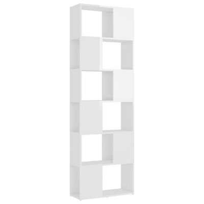 vidaXL Knjižna omara za razdelitev prostora sijaj bela 60x24x186 cm