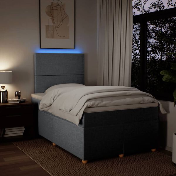 vidaXL Box spring postelja z vzmetnico svetlo siva 120x200 cm blago