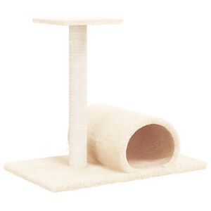 vidaXL Mačji praskalnik s tunelom krem 60x34,5x50 cm