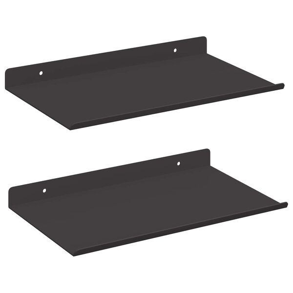 vidaXL Stenska polica s polico 2 pcs Črna 30 x 17,5 x 2,5 cm