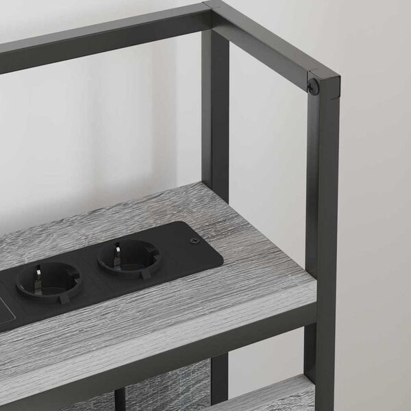 vidaXL Skladi&scaron;čni naslon s polico Siva sonoma 150 cm Konstruiran les