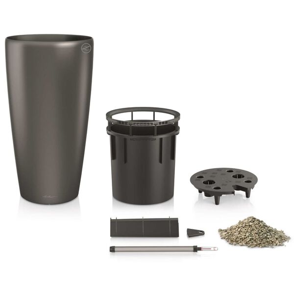 LECHUZA Cvetlično korito Rondo 40 ALL-IN-ONE kovinsko ogljene barve