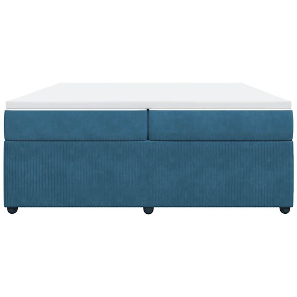 vidaXL Box spring postelja z vzmetnico temno modra 200x200 cm žamet