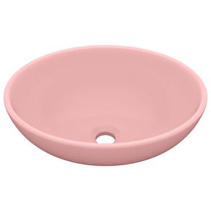 vidaXL Razko&scaron;en umivalnik ovalen mat roza 40x33 cm keramičen