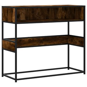 vidaXL Konzolna mizica dimljen hrast 90x35x80 cm inženirski les