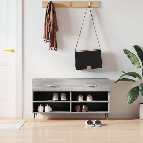 vidaXL Klop za čevlje siva sonoma 102x35x55 cm inženirski les