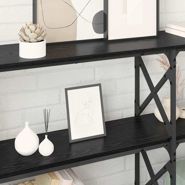vidaXL Konzolna miza Črna Orehovina 156 x 28 x 80,5 cm Konstruiran les