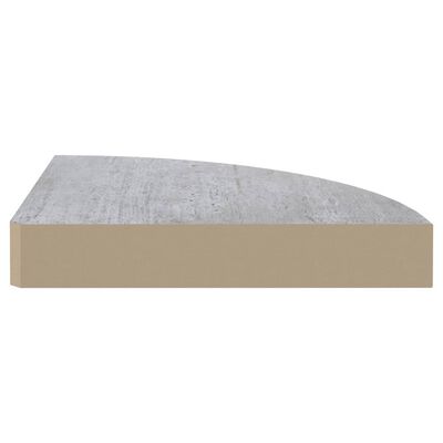 vidaXL Kotna stenska polica betonsko siva 35x35x3,8 cm MDF