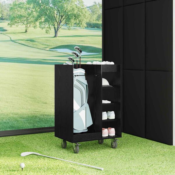 vidaXL Golf omara s kolesom Enobarvno Črna Orehovina 65 x 45 x 98 cm