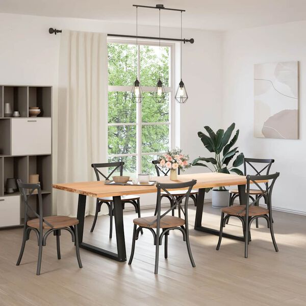 vidaXL Noge za jedilno mizo v obliki črke V, 2 kosa, črne, 90 x (72-73,3) cm, jeklo