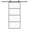 vidaXL Drsna vrata z opremo črna 90x205 cm ESG steklo