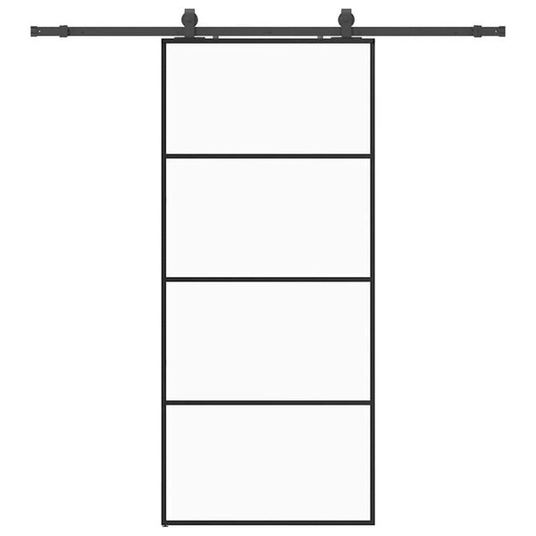 vidaXL Drsna vrata z opremo črna 90x205 cm ESG steklo