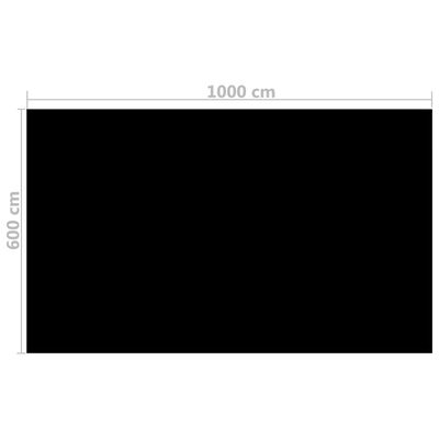 vidaXL Pravokotno pokrivalo za bazen 1000x600 cm PE črno