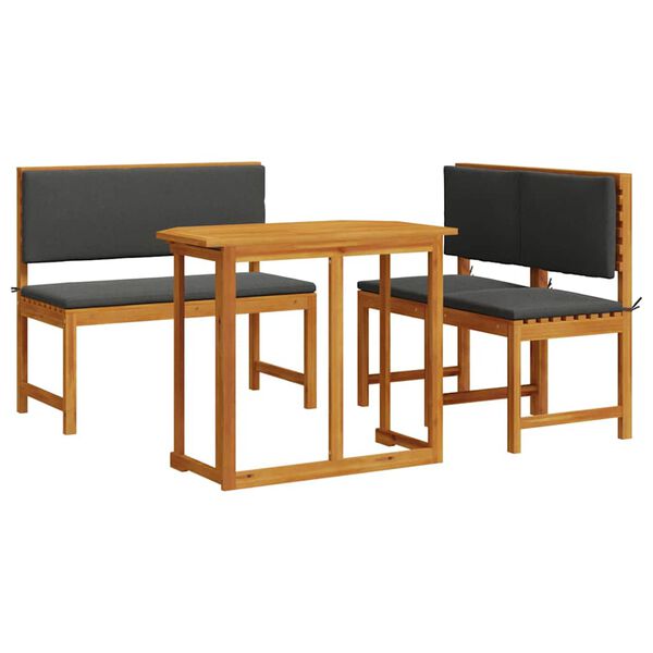 vidaXL Vrtnik Bistro Set 3 pcs Rjava Trden akacijev les