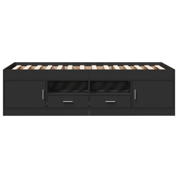 vidaXL Dnevna postelja s predali brez vzmetnice črna 75x190 cm