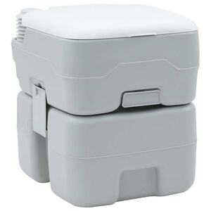 vidaXL Kamperski WC Siva in bela 41,5 x 36,5 x 42 cm Polietilen