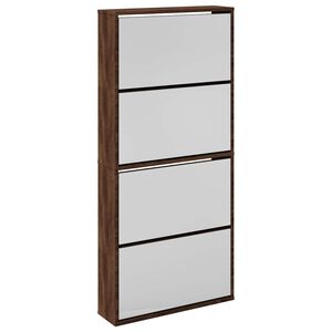vidaXL Omarica za čevlje z ogledalom 4-nadstropna hrast 63x17x134 cm