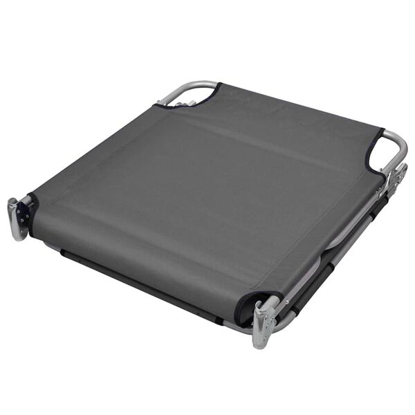 vidaXL Zložljiv ležalnik z blazino in prilagodljivim naslonjalom siv