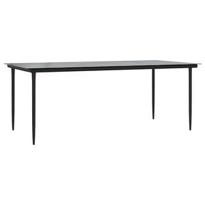 vidaXL Vrtna jedilna miza črna 200x100x74 cm jeklo in kaljeno steklo