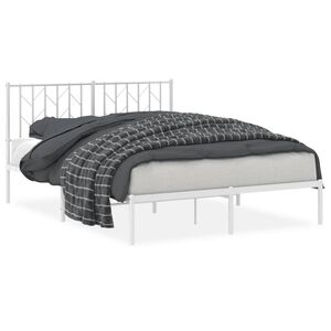vidaXL Kovinski posteljni okvir z vzglavjem bel 140x200 cm