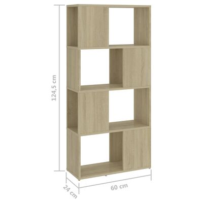 vidaXL Knjižna omara za razdelitev prostora sonoma hrast 60x24x124,5cm