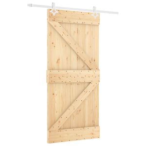vidaXL Drsna vrata Naravna in bela 100 x 210 cm Trdna borovina
