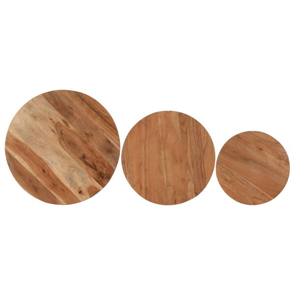 vidaXL Komplet klubskih mizic 3 kosi trden akacijev les in železo