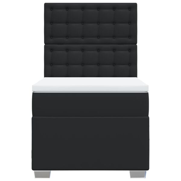 vidaXL Box spring postelja z vzmetnico črna 90x190 cm umetno usnje