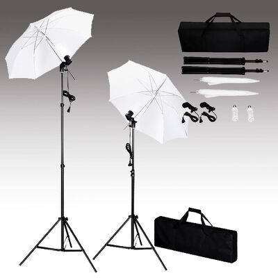 vidaXL Komplet za fotografski studio z ozadjem, svetilkami in dežniki