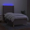 vidaXL Box spring postelja z vzmetnico LED taupe 90x200 cm blago