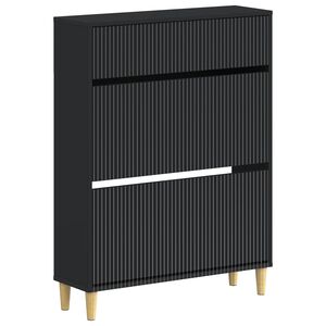 vidaXL Omara za čevlje ARNHEM 78 x 24 x 103 cm Inženirski les Črna