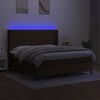 vidaXL Box spring postelja z vzmetnico LED temno rjava 180x200cm blago