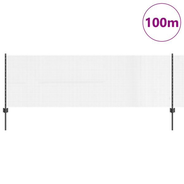 vidaXL Ograja s stebrom Siva 0,8 x 100 m Jeklo in PVC