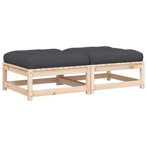 vidaXL Vrtni stolček za noge z blazino 2 kosa trdna borovina