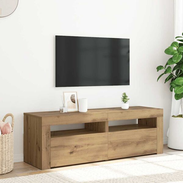 vidaXL TV omarica z LED artisan hrast 120x35x40 cm inženirski les