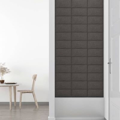 vidaXL Stenski paneli 12 kosov temno sivi 30x15 cm blago 0,54 m²