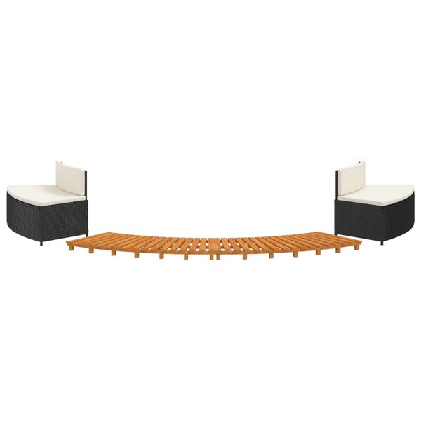 vidaXL Okvir za masažno kad črn poli ratan in trden akacijev les