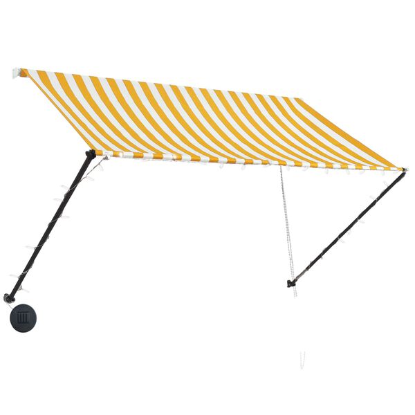 vidaXL Zložljiva tenda z LED lučmi 250x150 cm rumena in bela