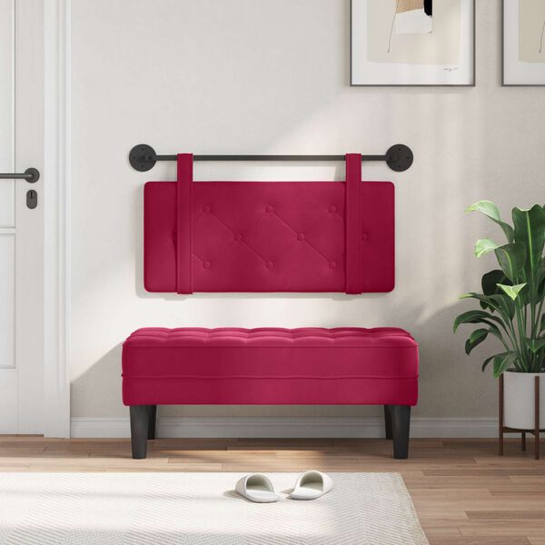 vidaXL Visoki naslon za glavo Vinorodna rdeča 100 x 55 x 5 cm Žamet