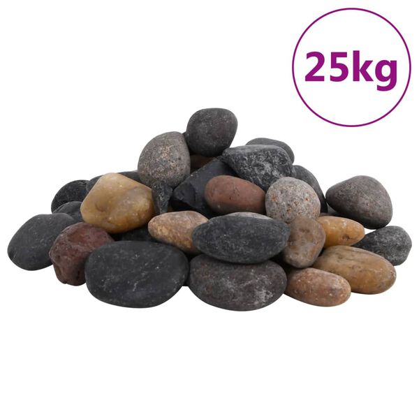 vidaXL Polirani kamenčki 25 kg me&scaron;ane barve 5-8 cm